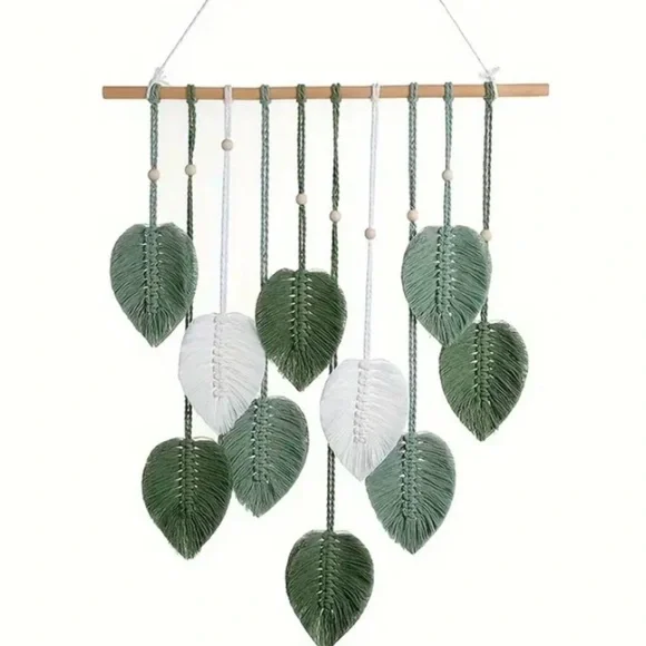 Avocado Green Leaf Boho Wall Hanging - Picture 4 of 6